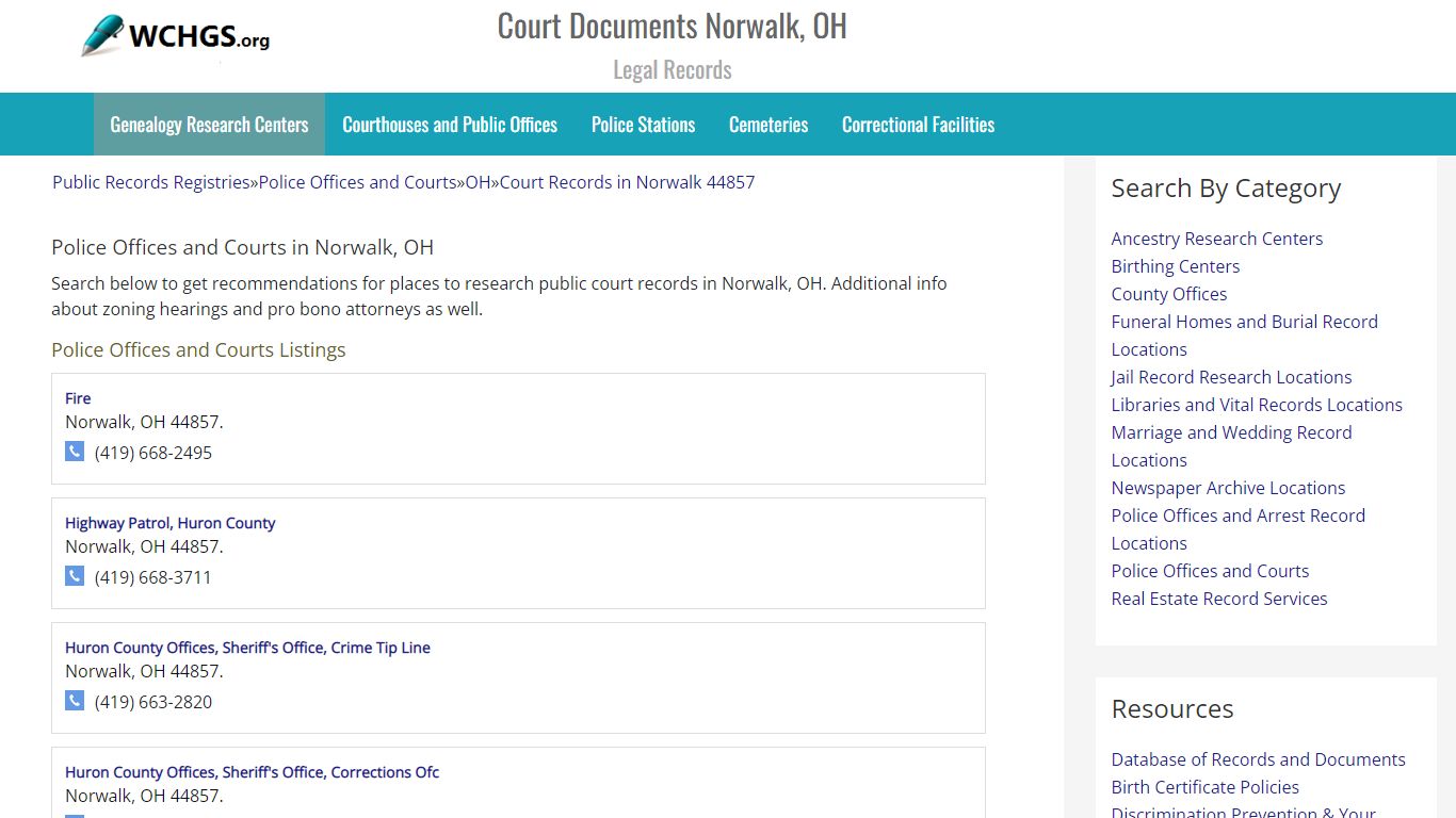 Court Documents Norwalk, OH - Legal Records - WCHGS.org