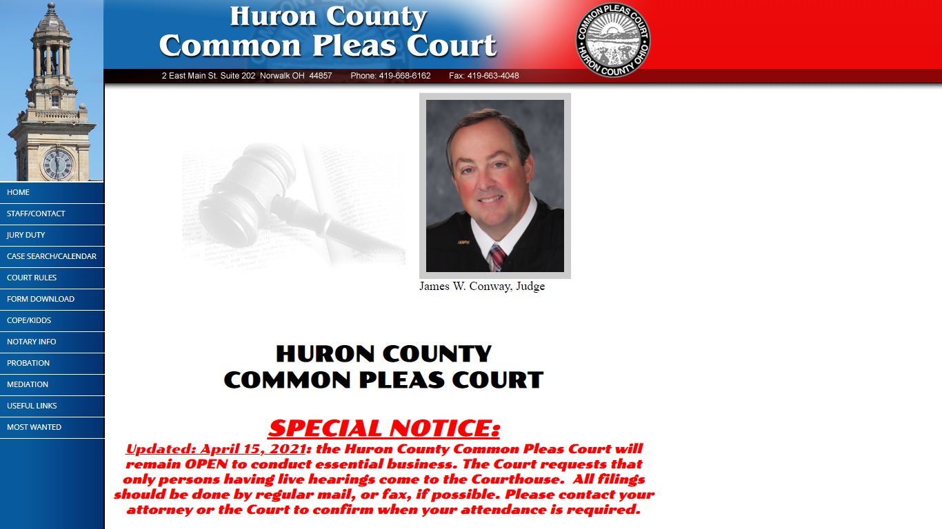 Case Search / Court Calendar - HURON COUNTY COMMON PLEAS